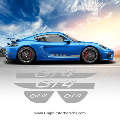 Side Stripes Kit Decal for Cayman GT4. Door & Wing Cap